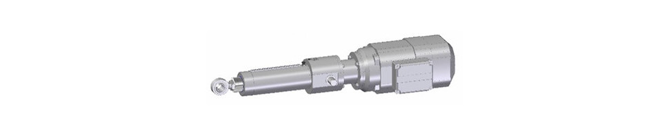 Assembly with in-line motor and trunnion mounting