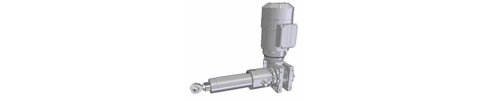 Assembly with screw reducer and trunnion mounting